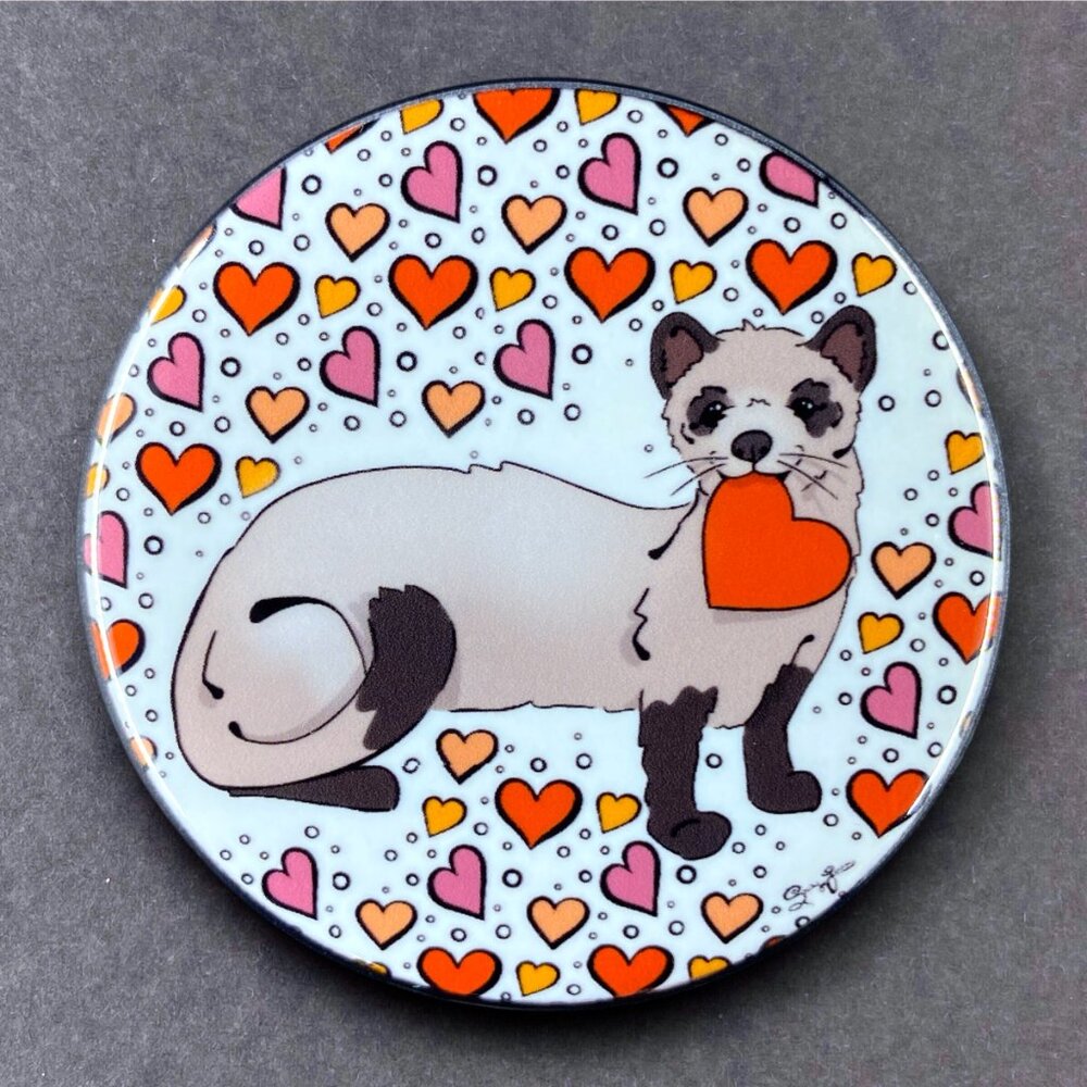 Ferret Valentines Day - Pin, Magnet, Keychain, Bottle Opener or Mini Ornament